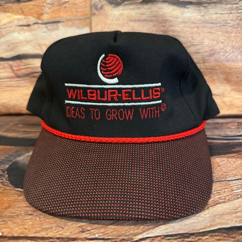 Wilbur-Ellis Hat Men's Adjustable Snapback Black Red Agriculture Rope Cap